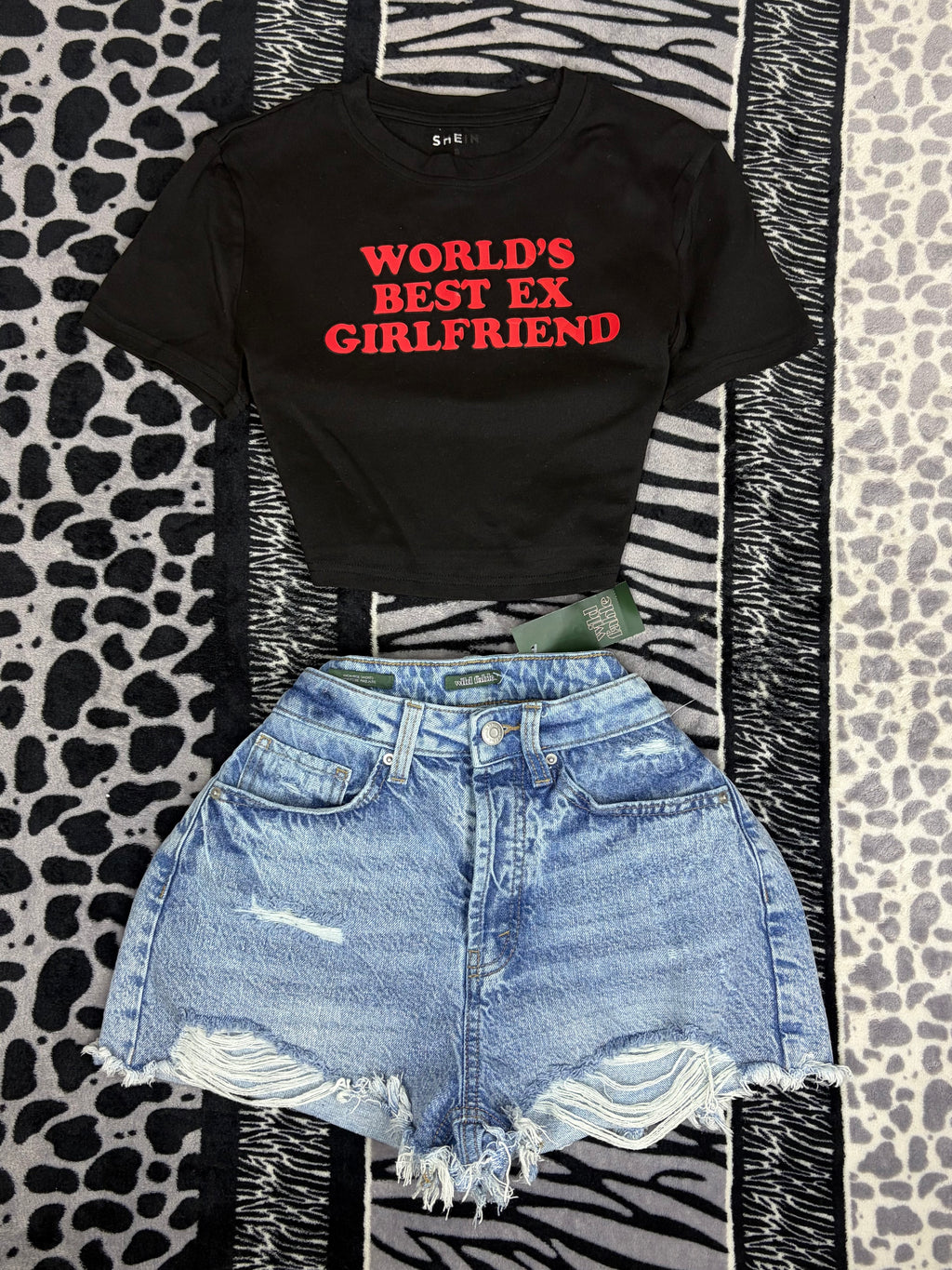 Short Wild Fable de Denim de Cintura Alta