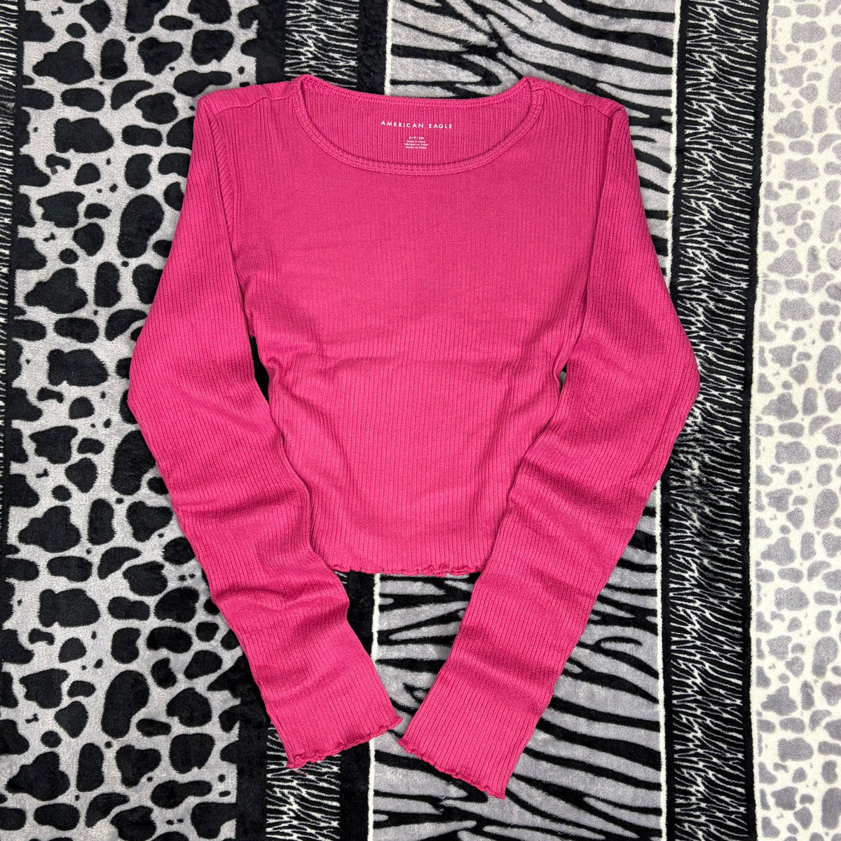 Top Crop American Eagle Acanalado Manga Larga