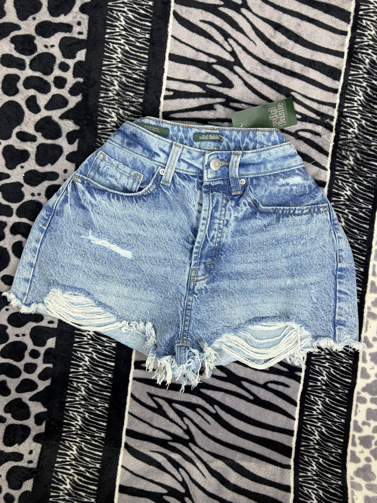 Short Wild Fable de Denim de Cintura Alta