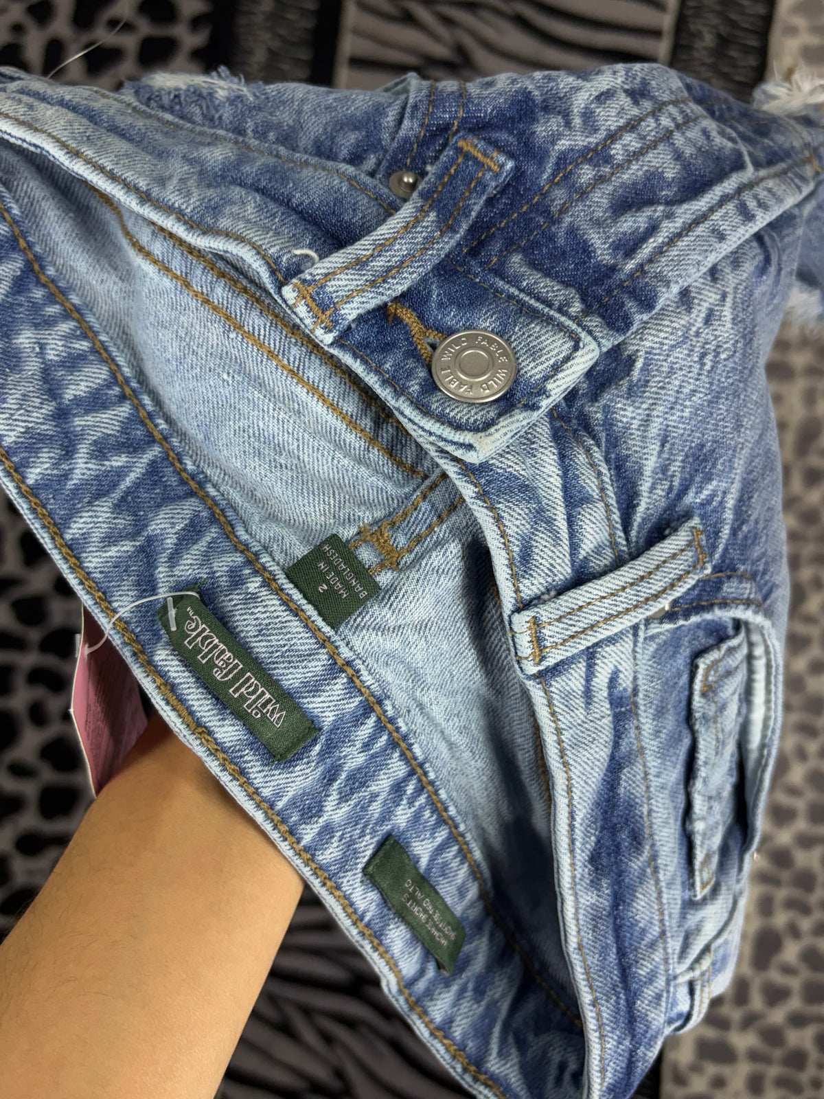 Short Wild Fable de Denim de Cintura Alta