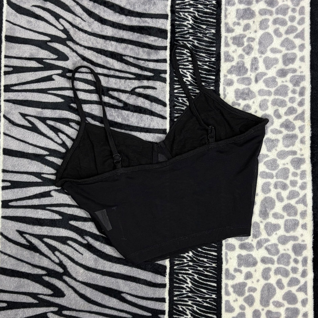 Top Crop Negro De Malla Transparente Shein